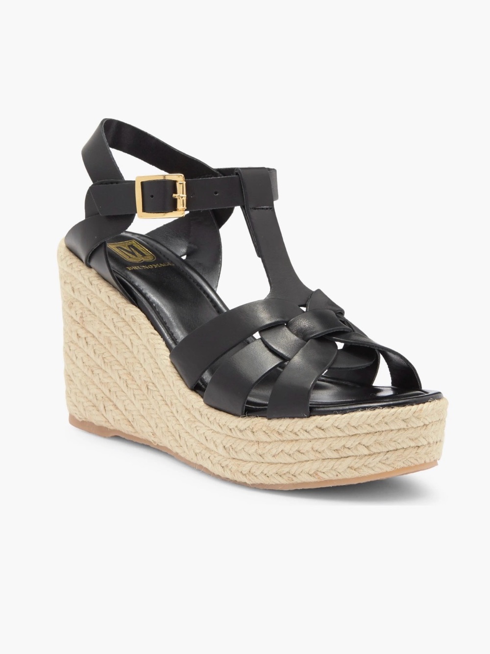 Bruno Magli Estra Espadrille Platform Wedge Black Sandal Size 10 NIB